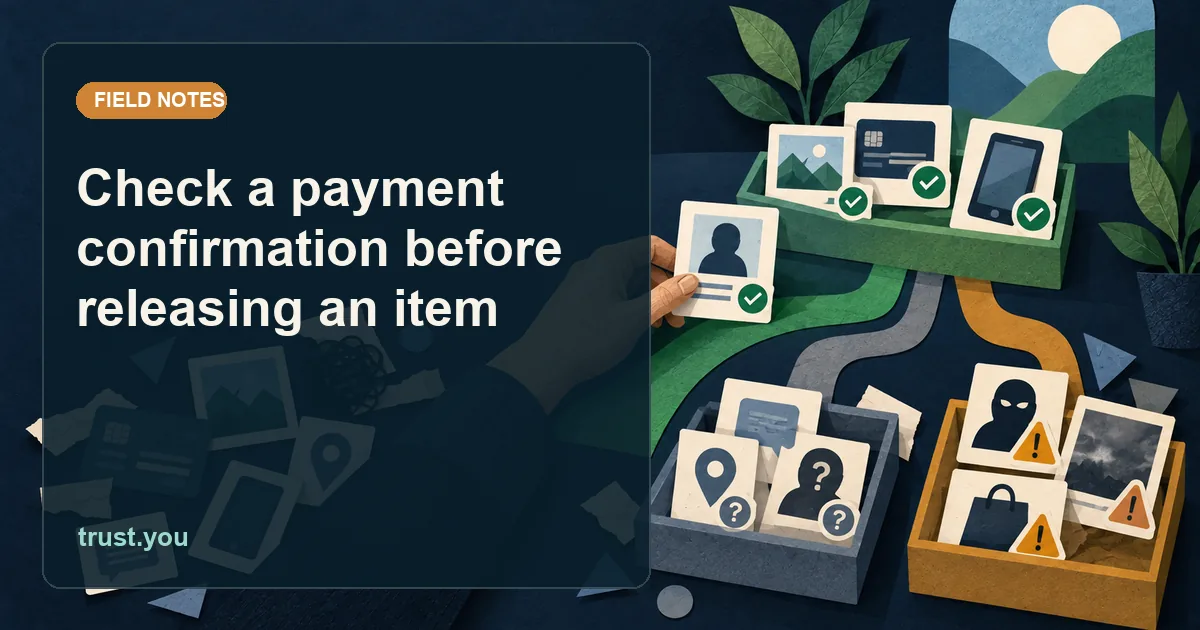 Cover illustration for check a payment confirmation before releasing an item