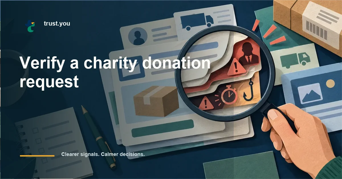 Illustrated guide to verify a charity donation request
