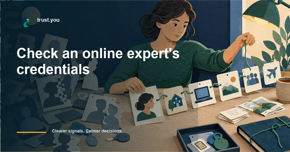 Illustrated guide to check an online expert's credentials