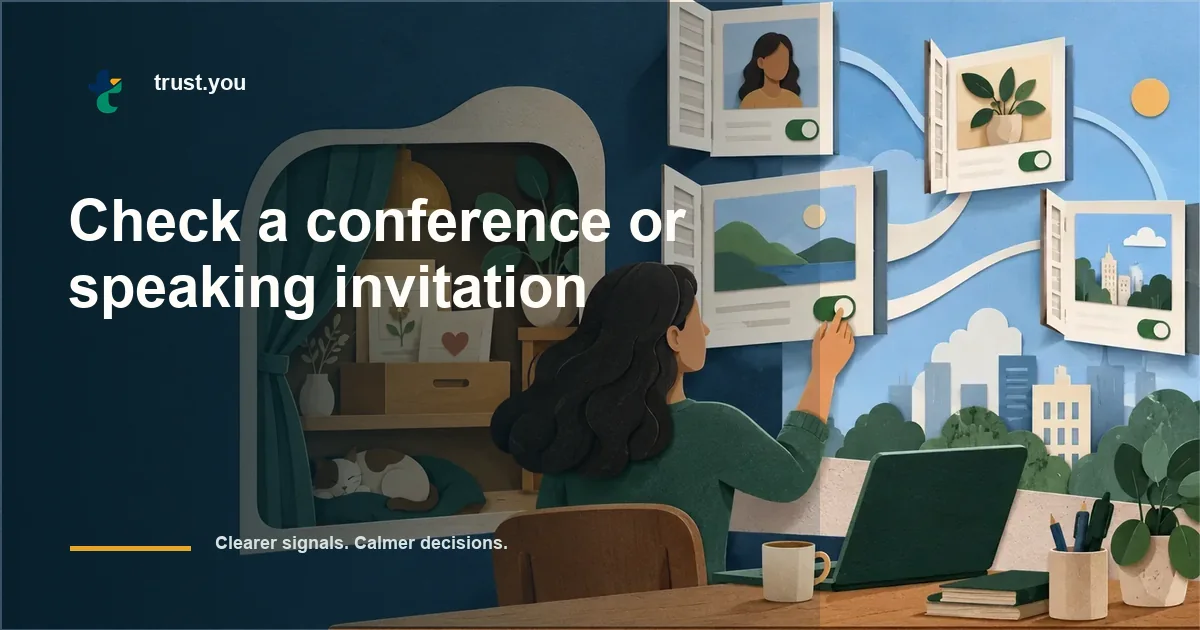 Illustrated guide to check a conference or speaking invitation