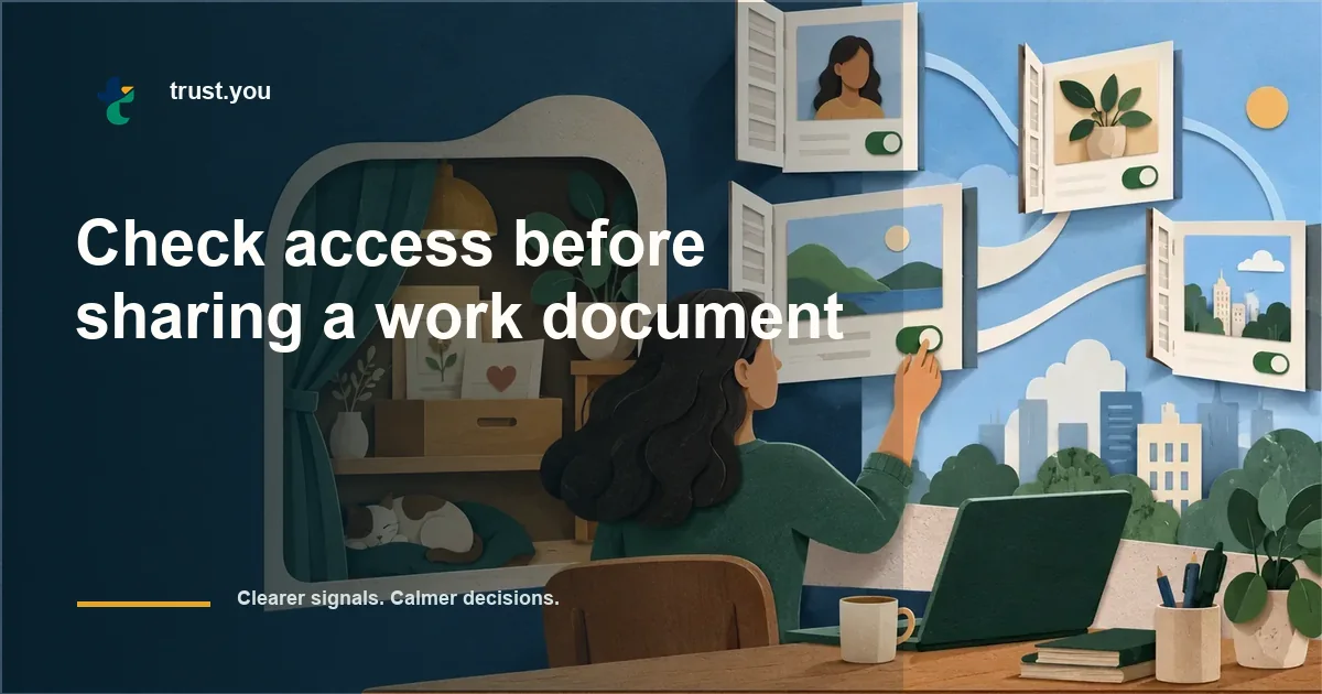 Illustrated guide to check access before sharing a work document